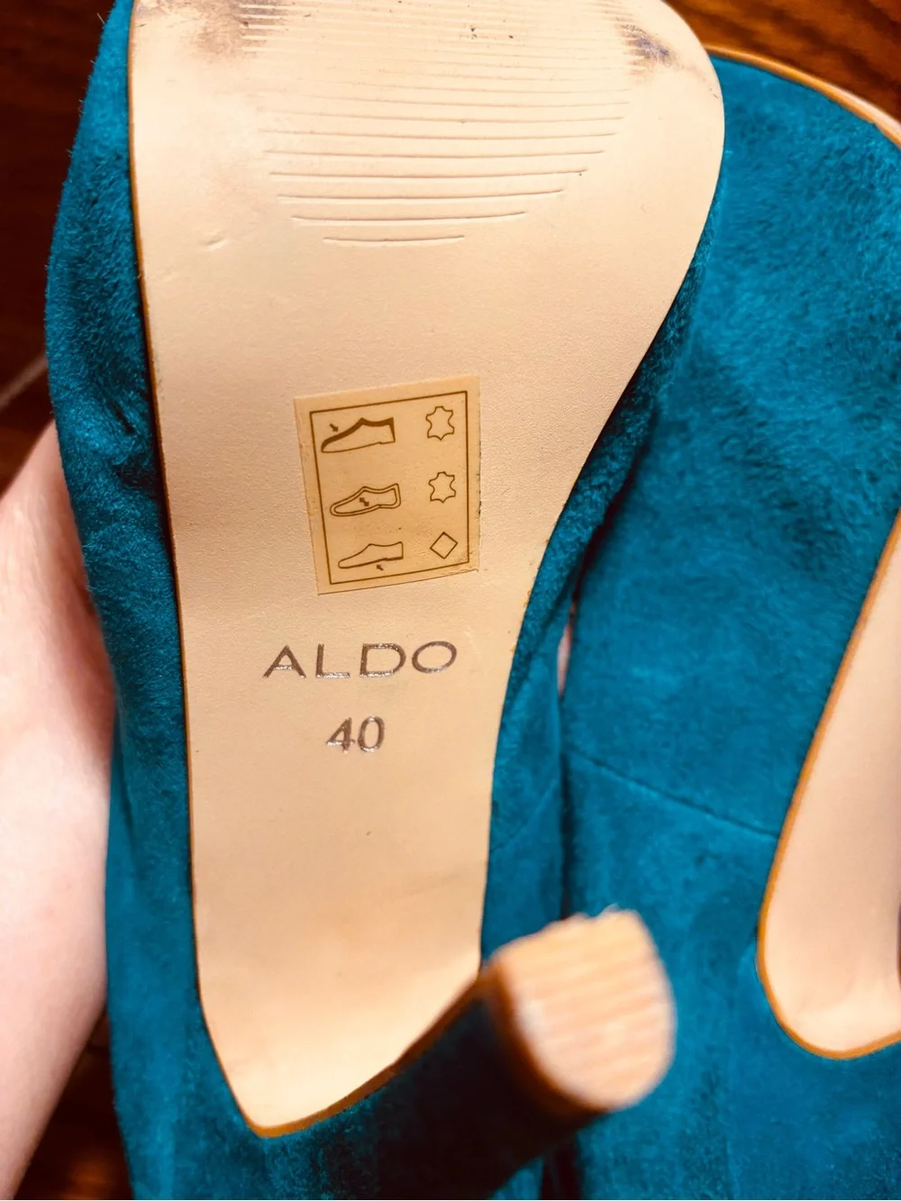 ALDO Teal Suede Platform Stiletto Heels Leather Size EU 40 US 9